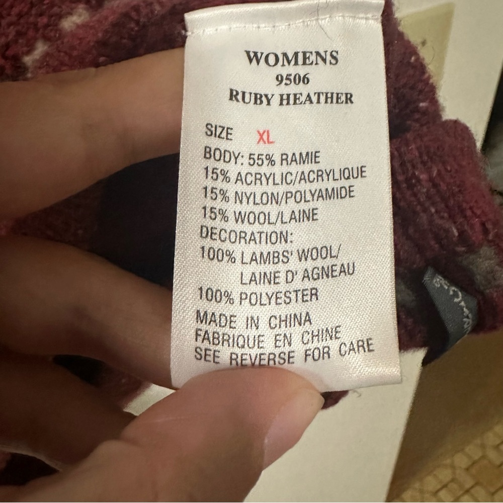 Woolrich Women's Ruby Heather Wool‎ Blend Henley Zip Pull-over Sweater Size XL - Picture 4 of 5